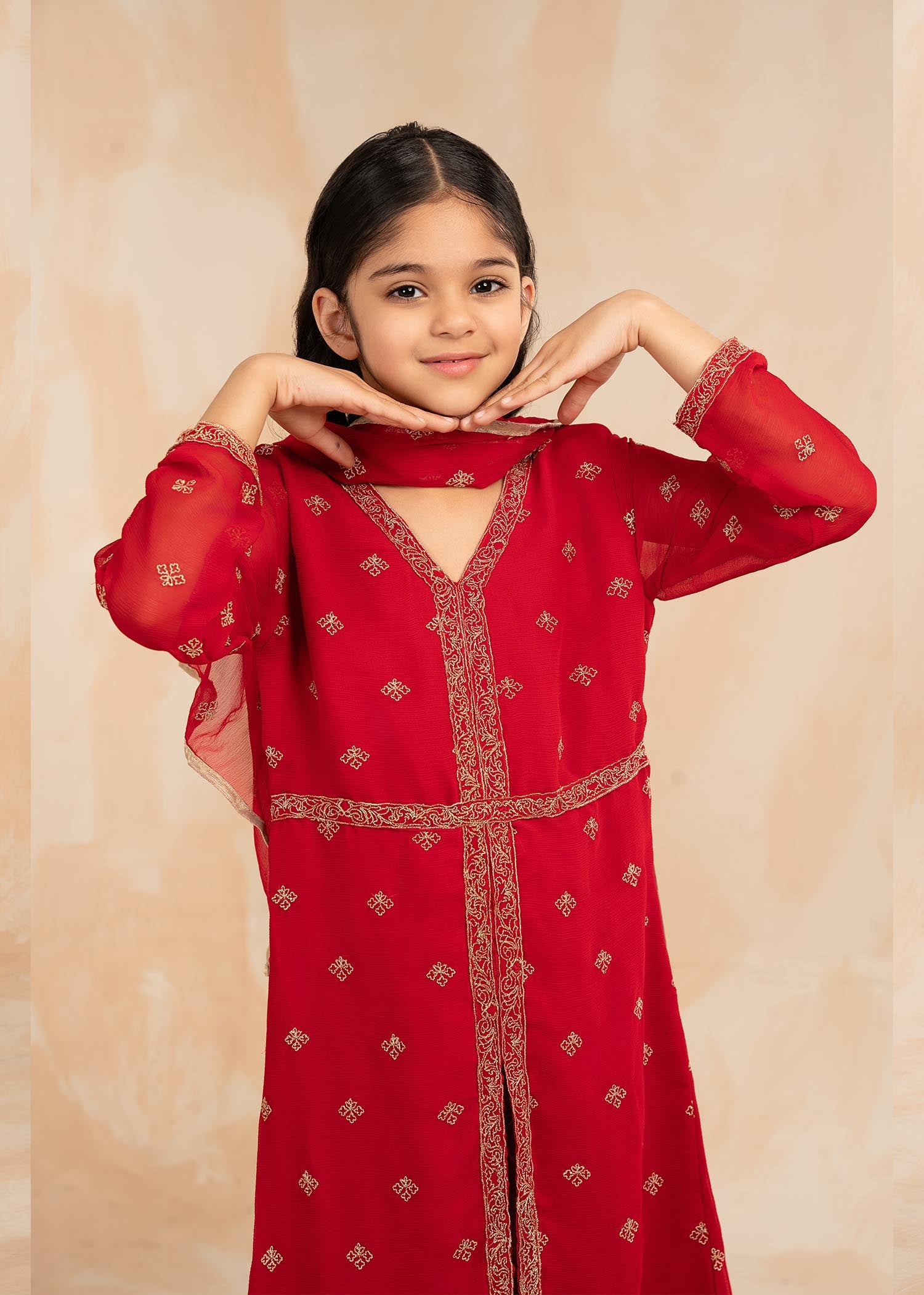 Ladies Red Embellished Raw Silk Shalwar Kameez Online in UK USA Canada