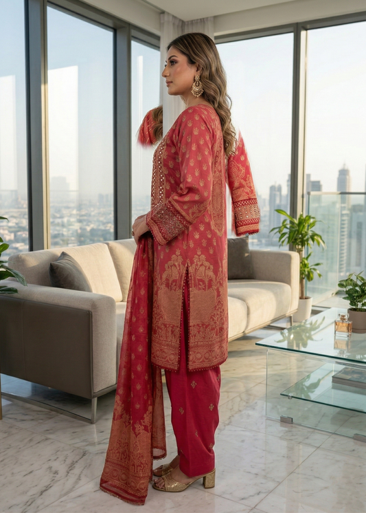 Ladies Red Embroidered Farshi Shalwar Online in UK USA Canada