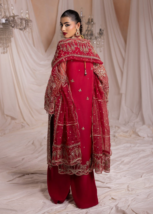Ladies Red Embroidered Festive Wear Suit Online in UK USA Canada