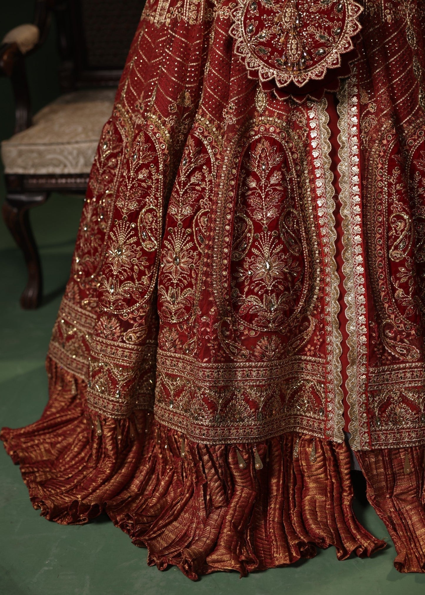 Ladies Red Embroidered Lehenga Suit Online in Dubai UAE Abudhabi Ajman Sharjah