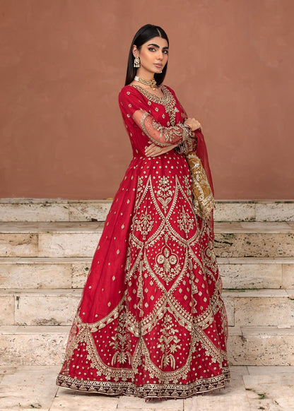 Ladies Red Embroidered Net Shalwar Kameez Online in UK USA Canada