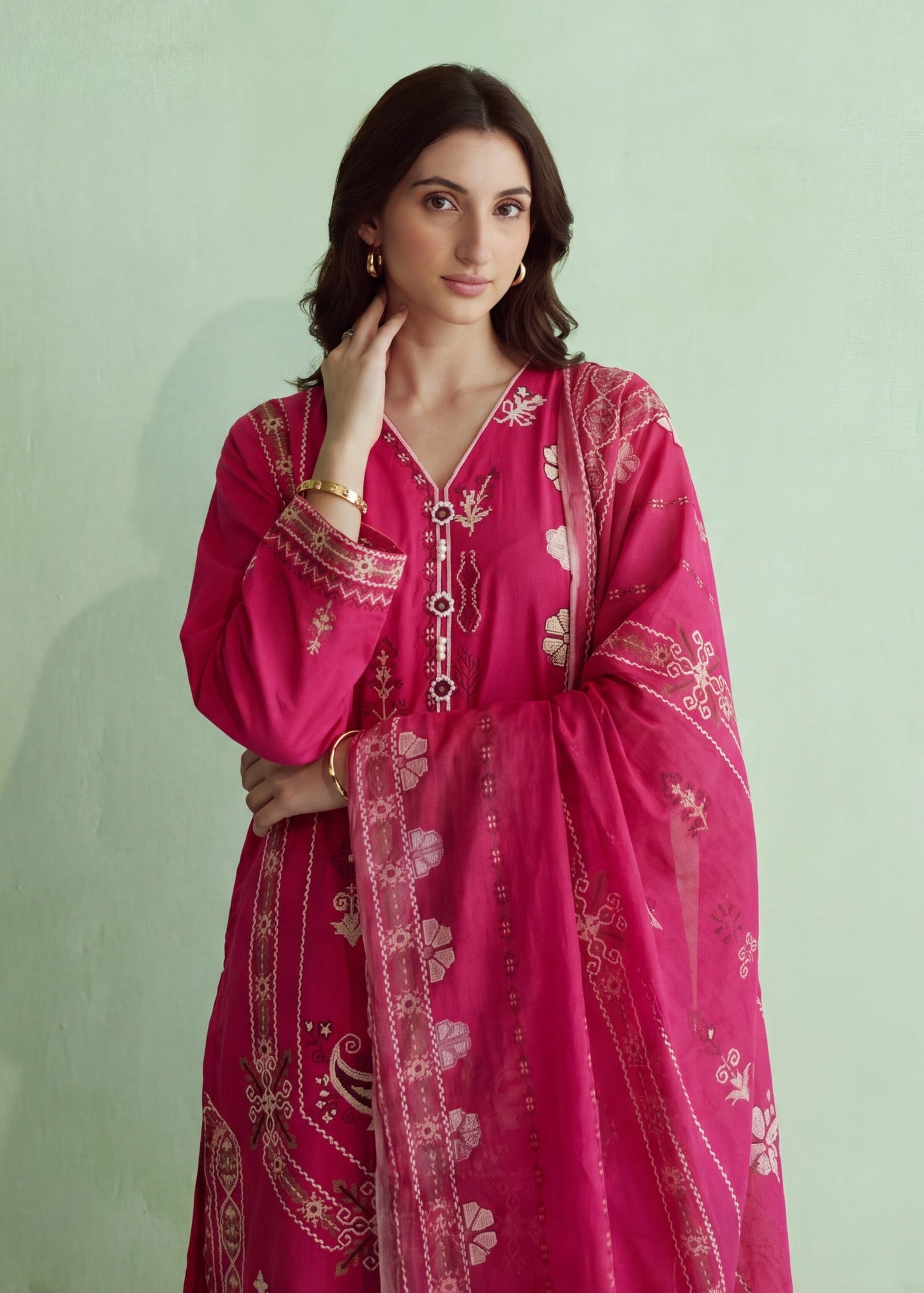 Ladies Red Embroidered Shalwar Kameez Online in UK USA Canada