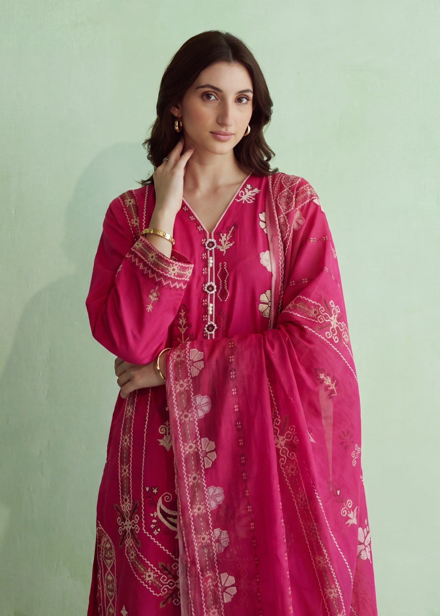 Ladies Red Embroidered Shalwar Kameez Online in UK USA Canada