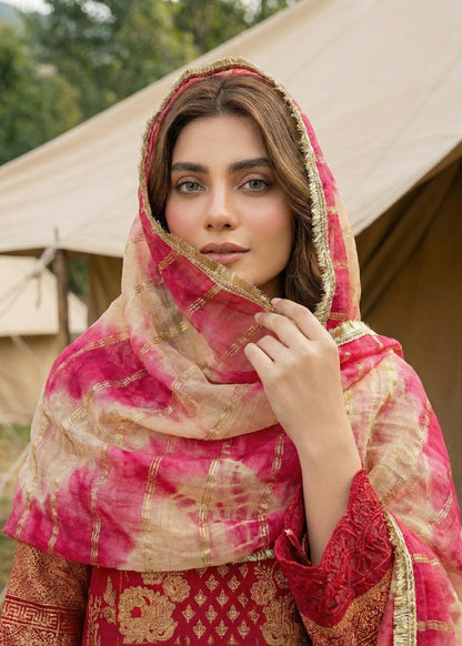 Ladies Red Jacquard Festive Salwar Kameez Online in UK USA Canada