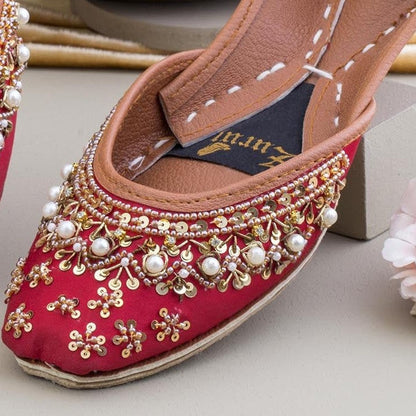 Ladies Red Leather Ethnic Shoes Online in KSA Riyadh Saudi Arabia Oman Bahrain Qatar