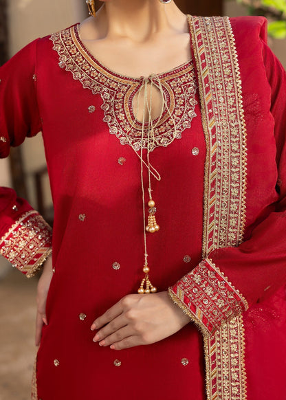 Ladies Red Organza Dupatta Partywear Suit Online in UK USA Canada