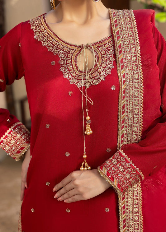 Ladies Red Organza Dupatta Partywear Suit Online in UK USA Canada