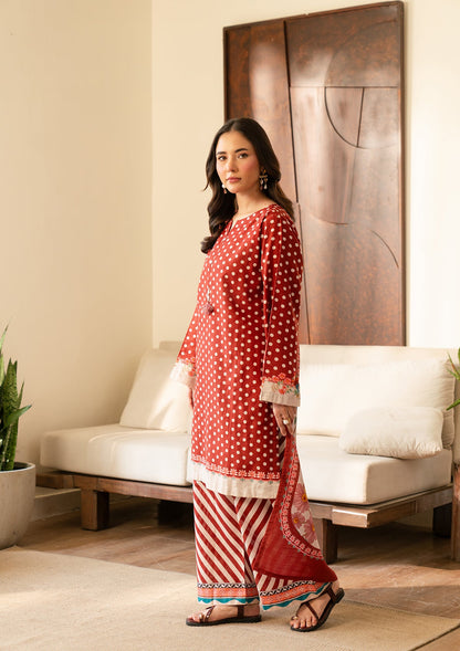 Ladies Red Printed Khaddar Shalwar Kameez Online in UK USA Canada