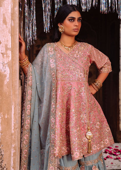 Ladies Rose Pink Charmuse Gharara Dupatta Online in Dubai DXB UAE Abudhabi Meena Bazaar