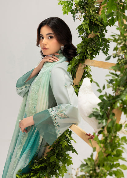 Ladies Sage Green Embroidered Lawn Kurta Shalwar Online in UK USA Canada