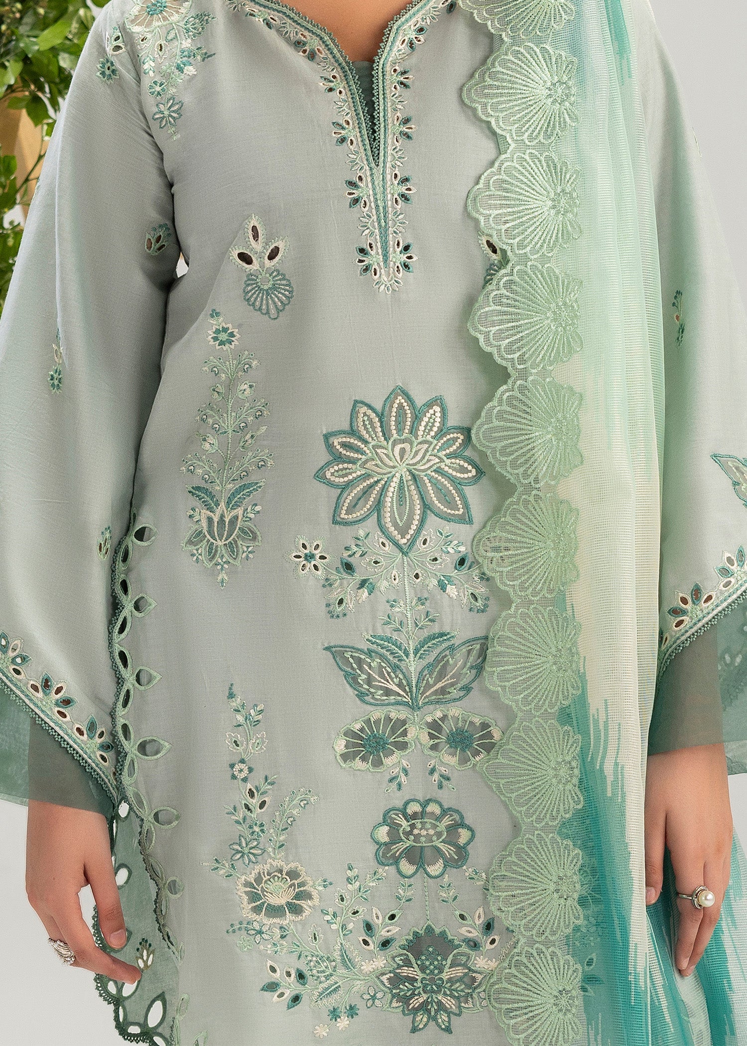Ladies Sage Green Embroidered Salwar Kameez Online in UK USA Canada