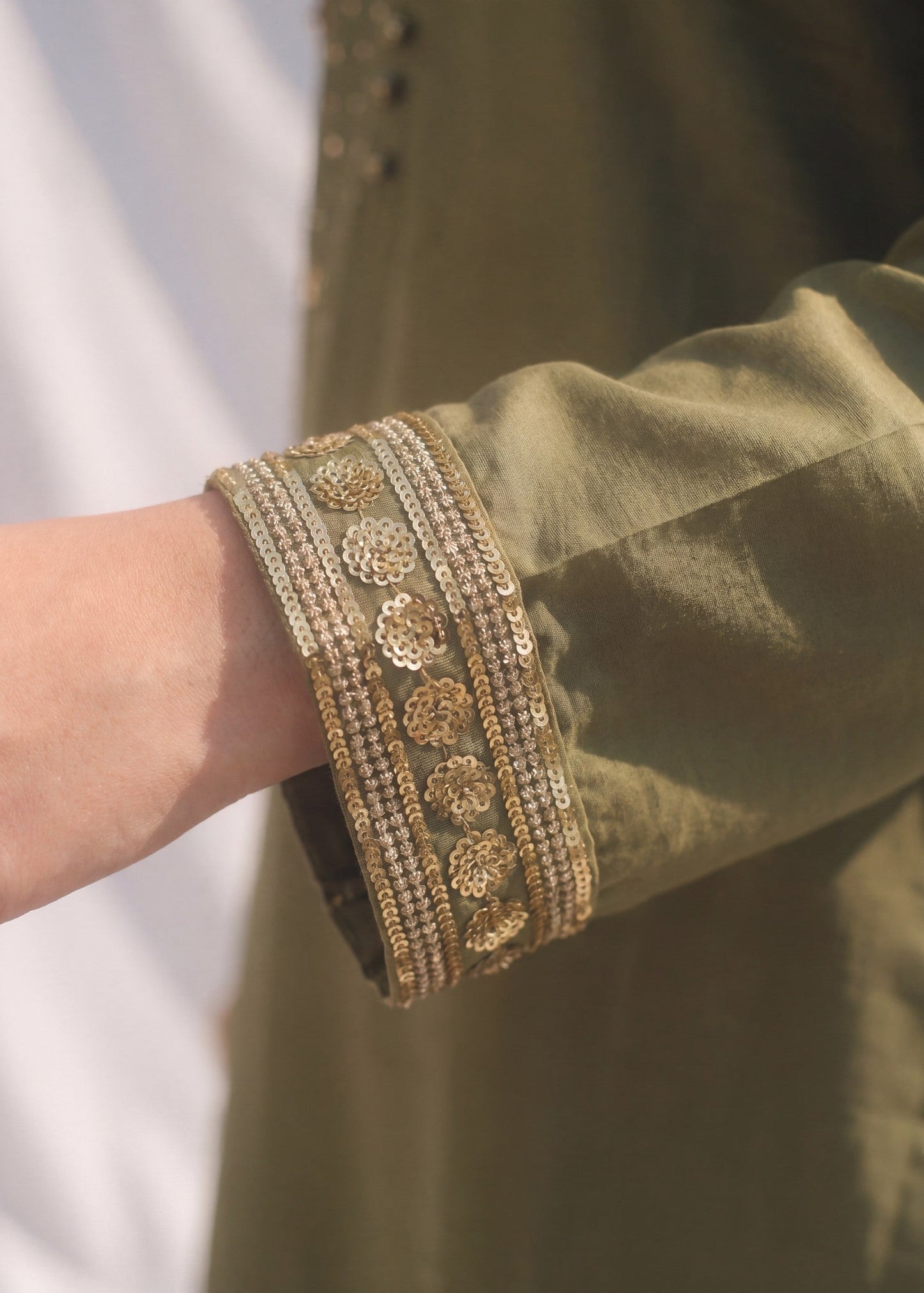 Ladies Sage Green Sequined Shalwar Kameez Online in UK USA Canada