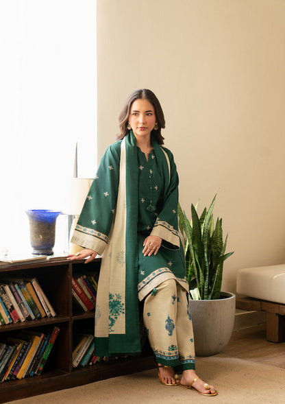 Ladies Sea Green Printed Khaddar Shalwar Kameez Online in UK USA Canada