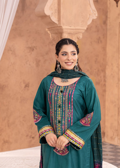 Ladies Sea Green Viscose Designer Salwar Suit Online in UK USA Canada