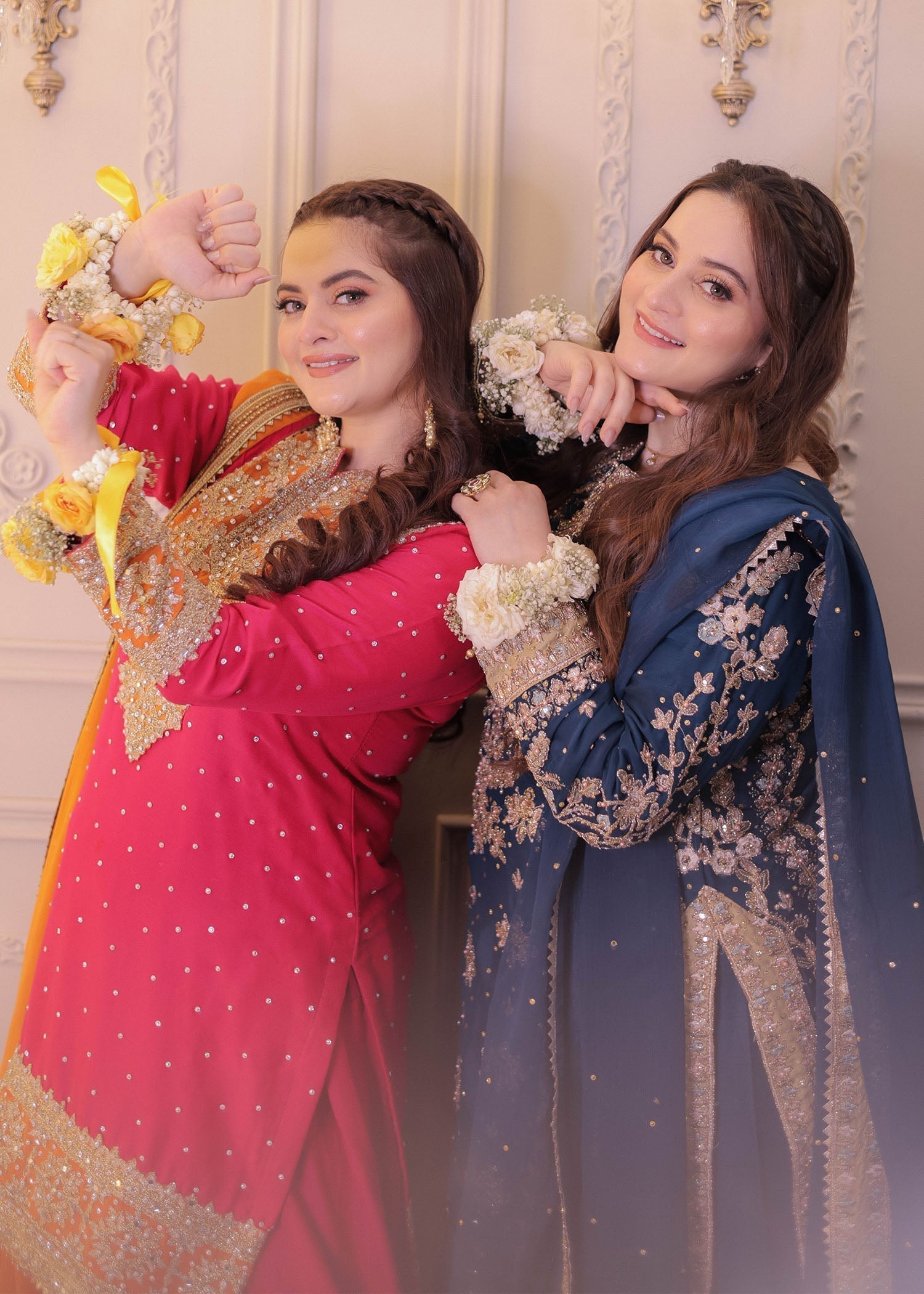 Ladies Shocking Pink Chiffon Wedding Guest Wear Suit Online in UK USA Canada