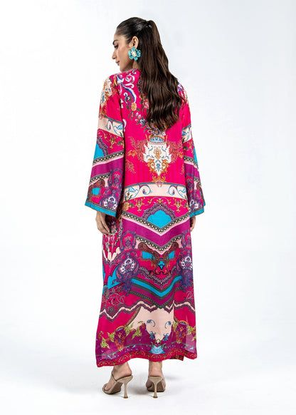 Ladies Shocking Pink Raw Silk Suit with Digital Print Dupatta Online in UK USA Canada