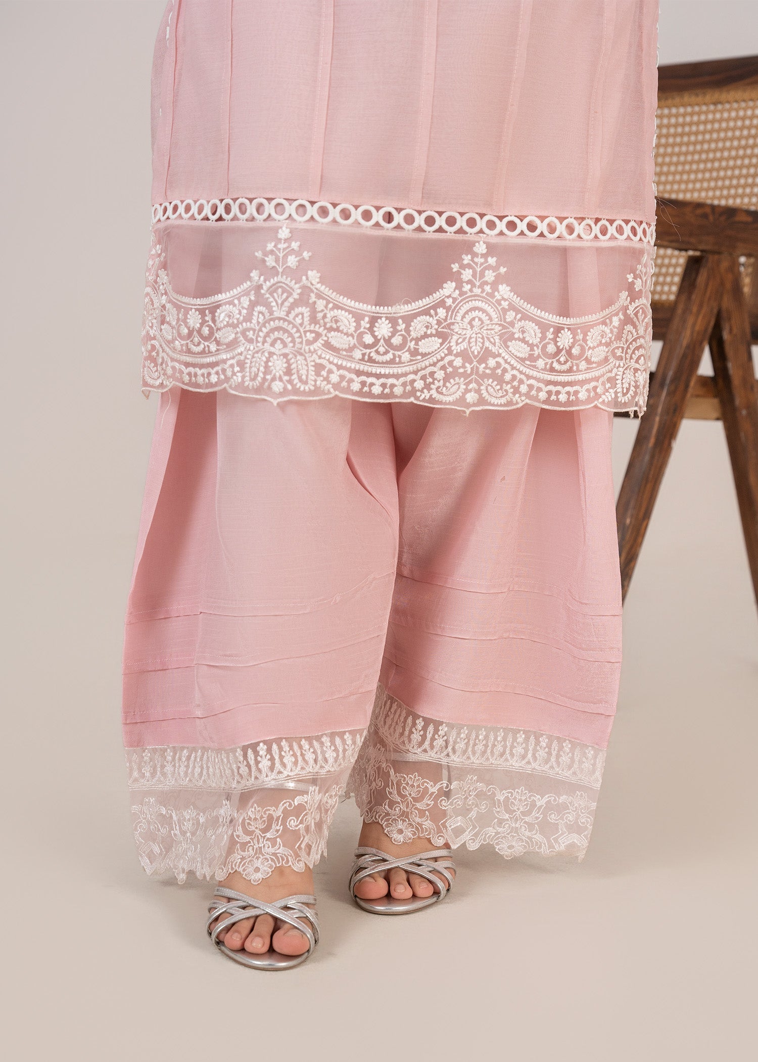 Ladies Short Kurta Farshi Shalwar Suit Baby Pink Online in KSA Riyadh Saudi Arabia Oman Bahrain Qatar