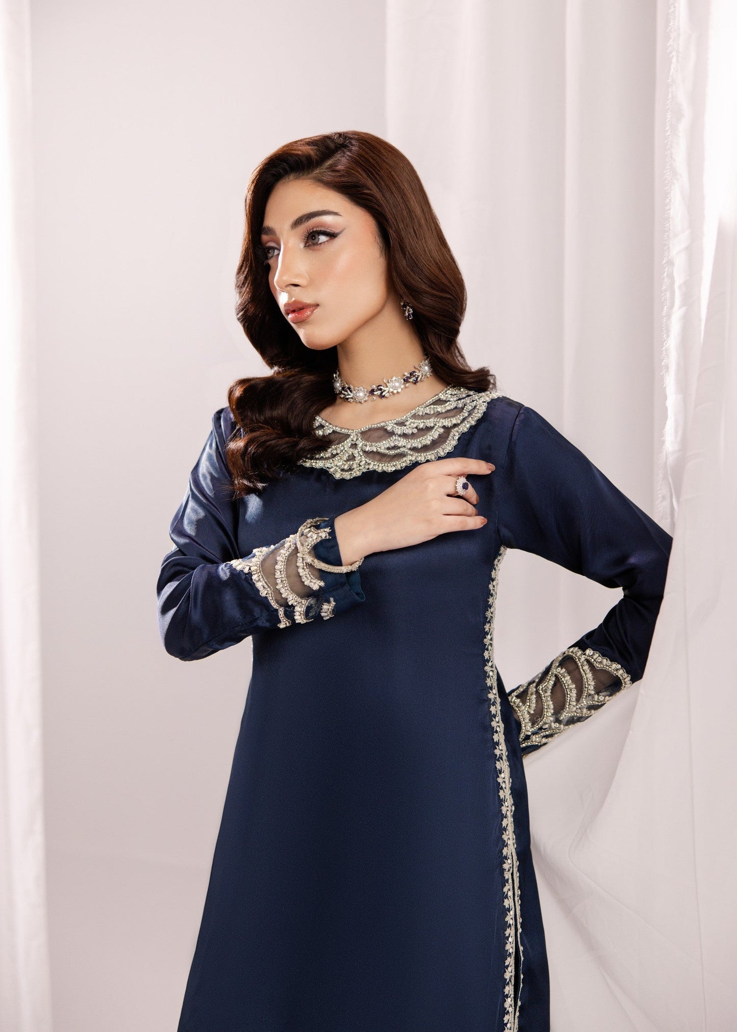 Ladies Silk Embroidered Kurta Pajama Set Online in UK USA Canada
