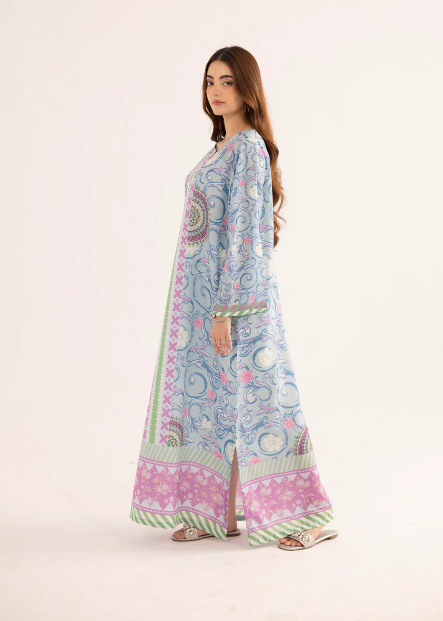 Ladies Silk Finish Lawn Kaftan Online in Dubai DXB UAE Abudhabi Meena Bazaar