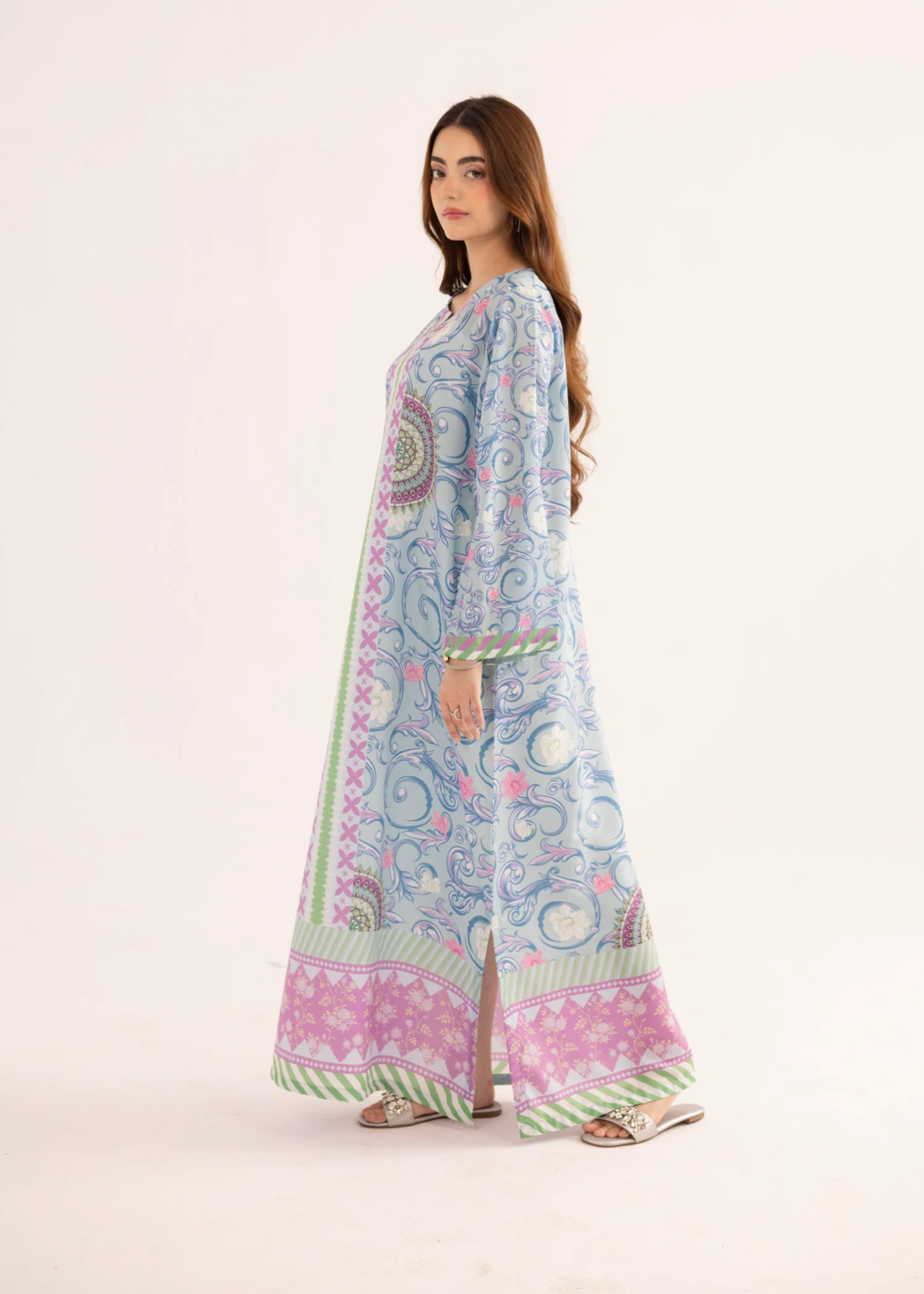 Ladies Silk Finish Lawn Kaftan Online in Dubai DXB UAE Abudhabi Meena Bazaar
