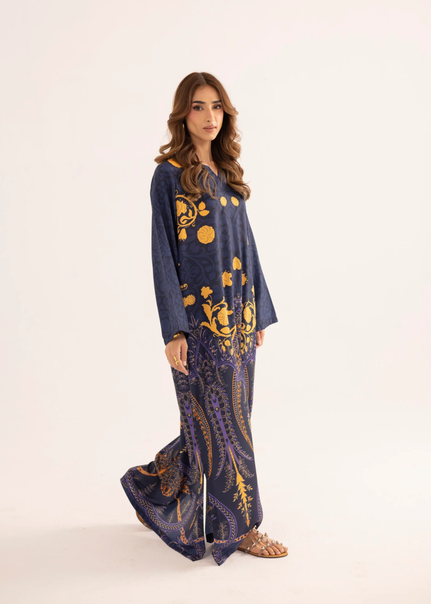 Ladies Silk Finish Lawn Kaftan Online in UK USA Canada