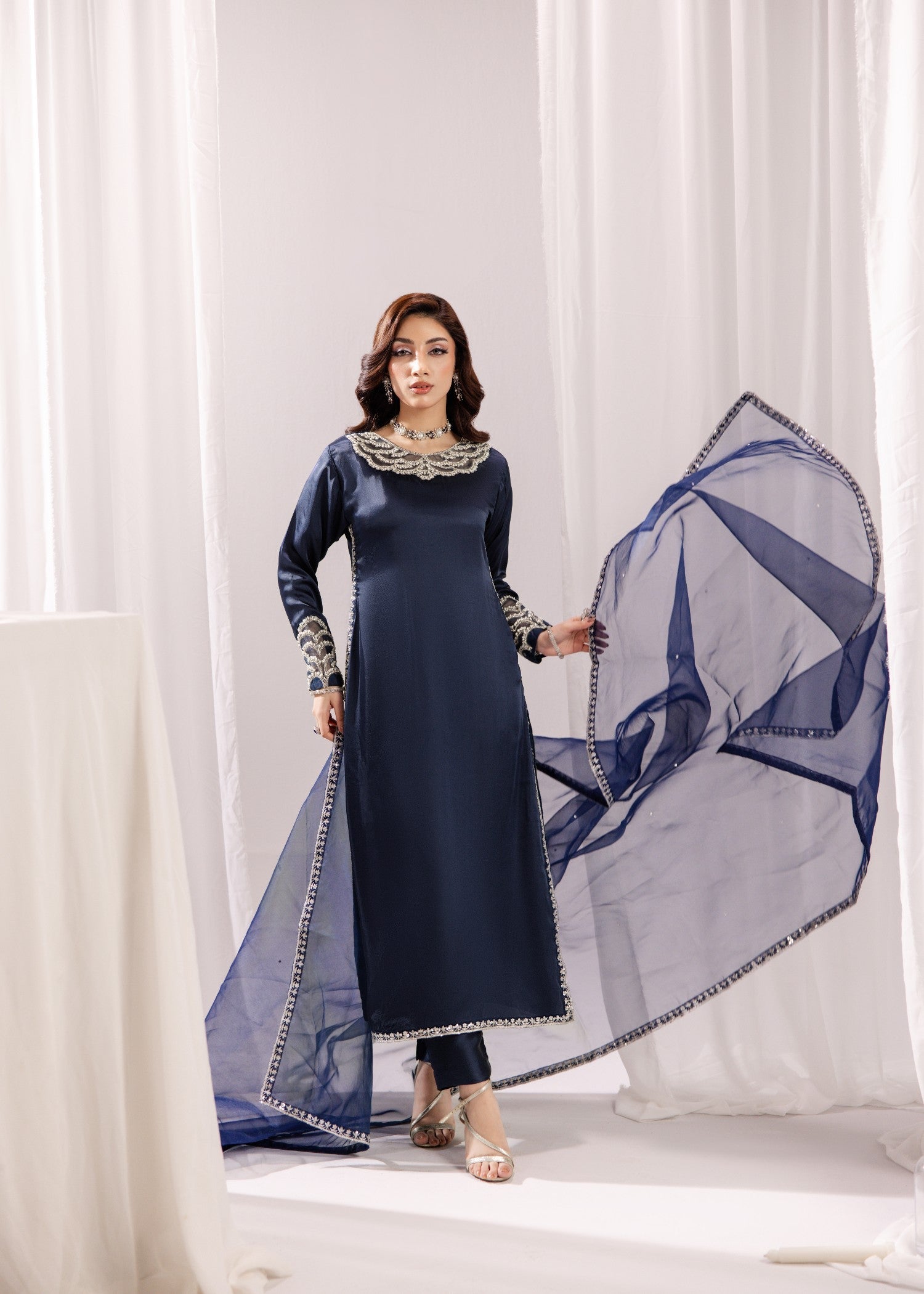 Ladies Silk Kurta Set with Adda Work Online in Dubai UAE Abudhabi Ajman Sharjah