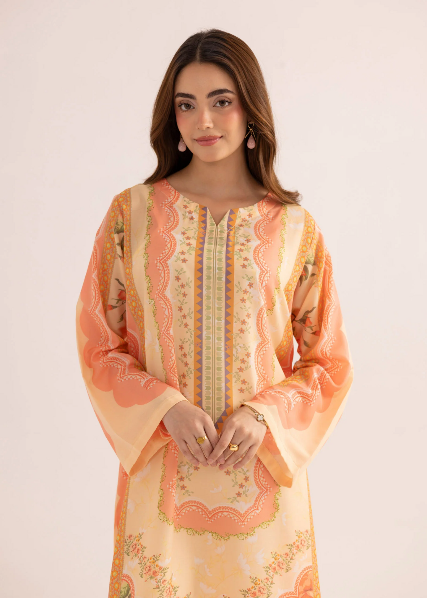 Ladies Silk Lawn Long Kaftan Online in UK USA Canada