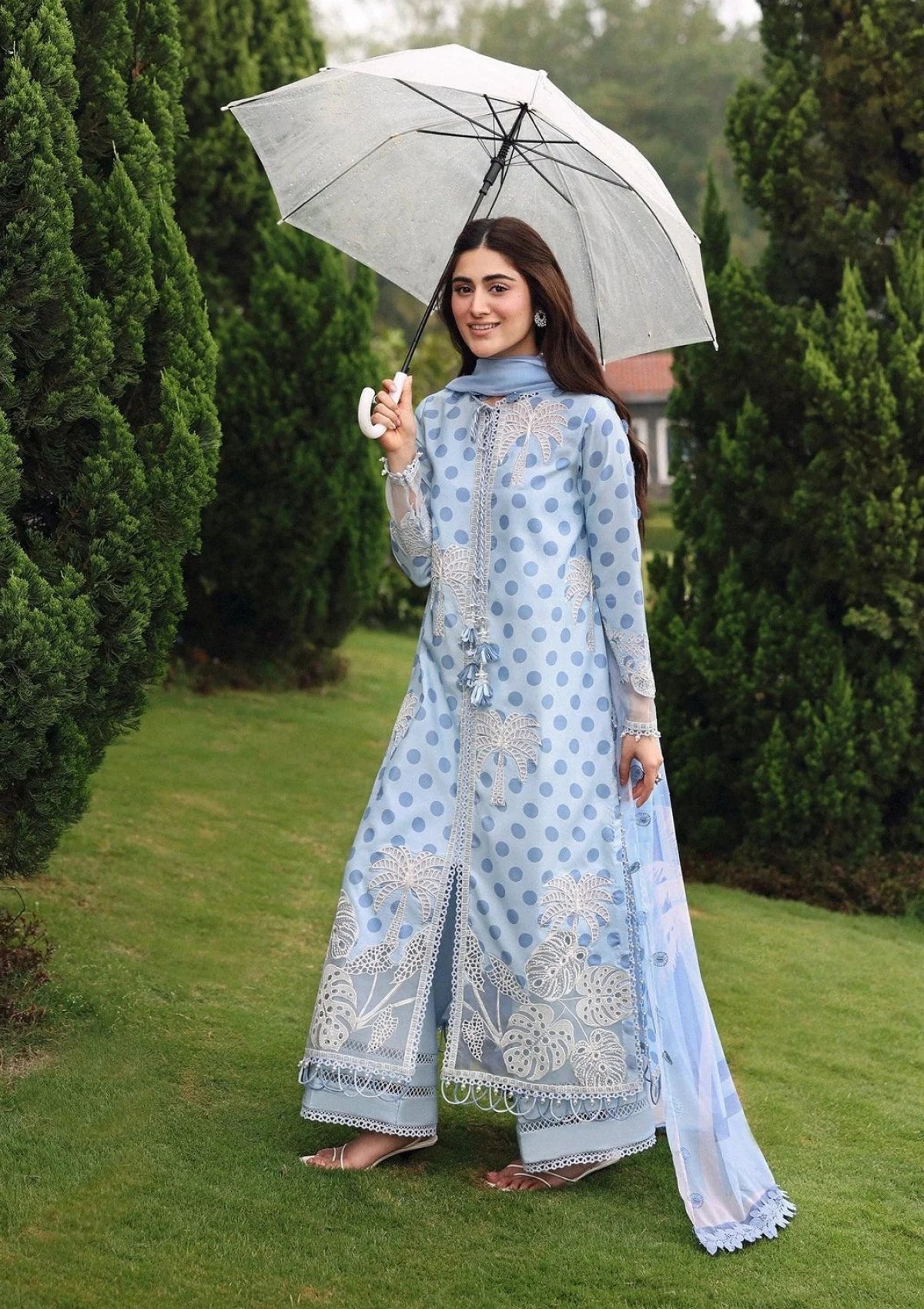 Ladies Sky Blue Lawn Shalwar Kameez Online in UK USA Canada