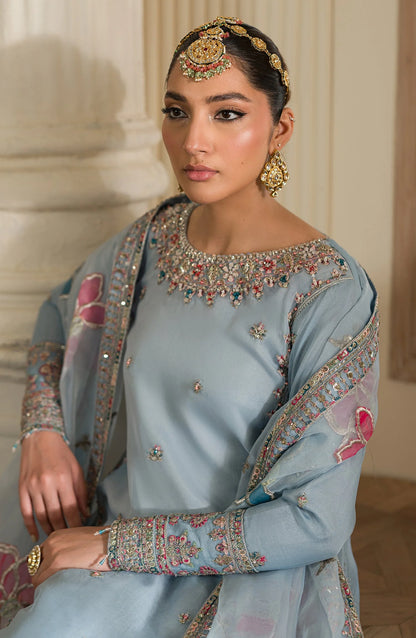 Ladies Sky Blue Raw Silk Shalwar Kameez Online in UK USA Canada