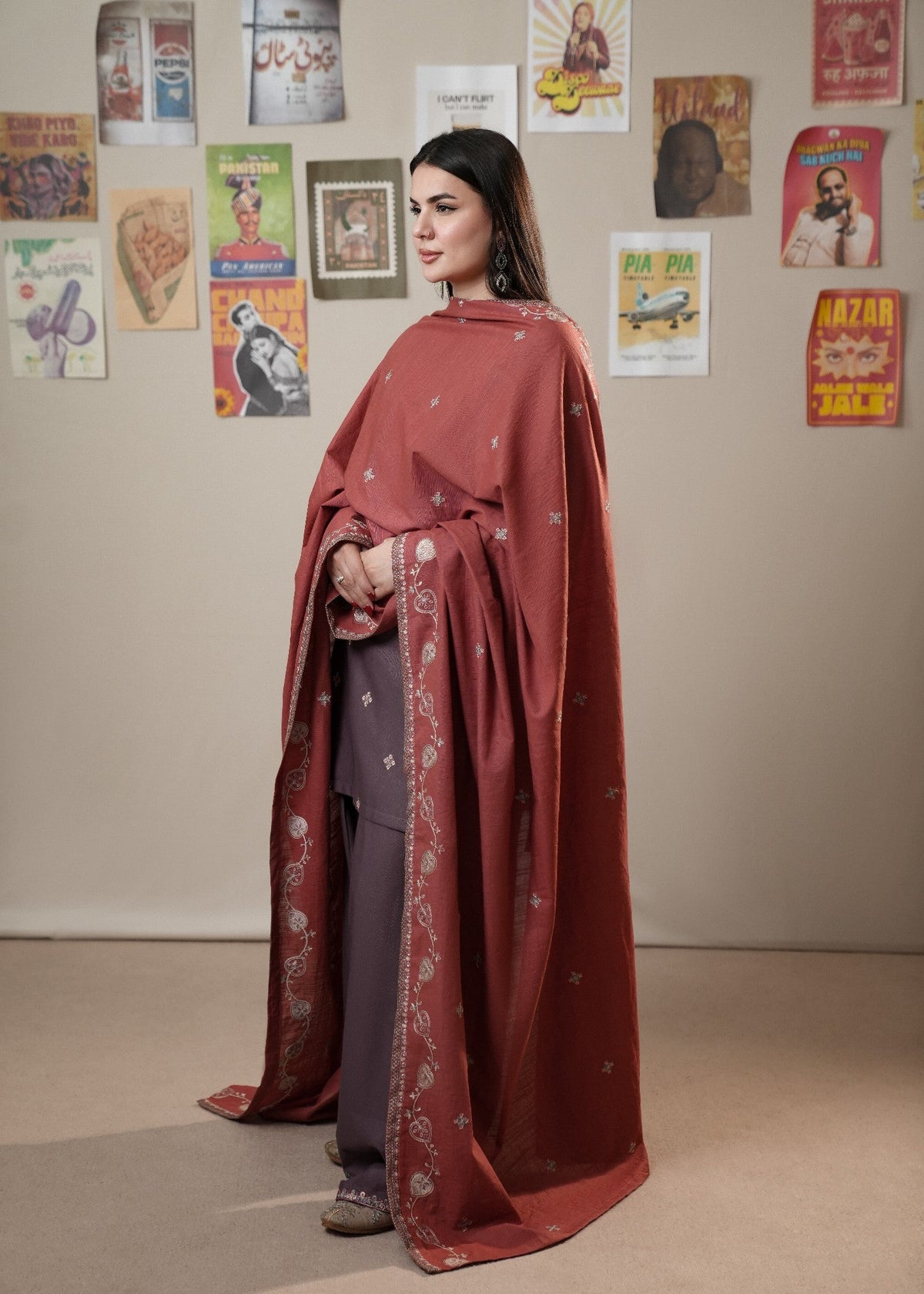 Ladies Slub Khaddar Straight Kurta Trouser Suit Online in Sri Lanka India Australia