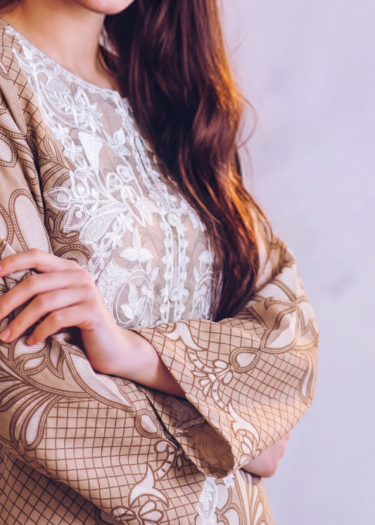 Ladies Tan Brown Patchwork Kaftan Online in UK USA Canada