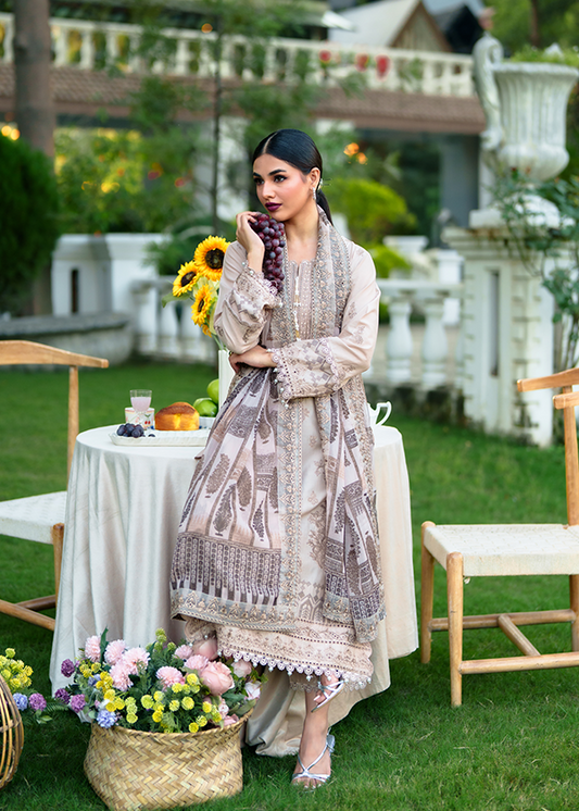 Ladies Taupe Beige Embroidered Shalwar Kameez Online in UK USA Canada