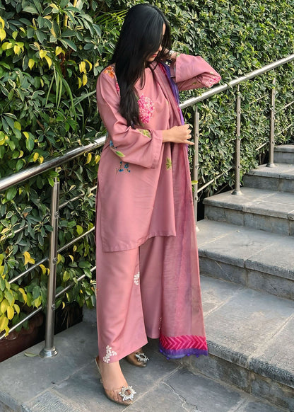 Ladies Tea Rose Pink Printed Shalwar Kameez Online in UK USA Canada