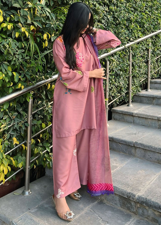 Ladies Tea Rose Pink Printed Shalwar Kameez Online in UK USA Canada
