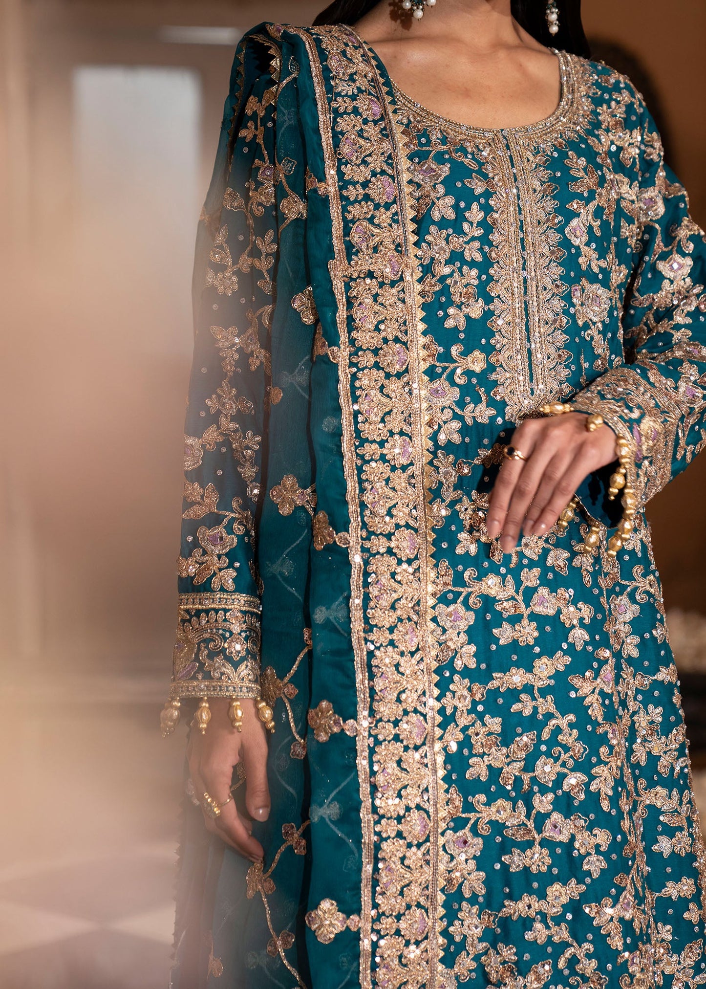 Ladies Teal Charmuse Kurti Lehenga Online in UK USA Canada
