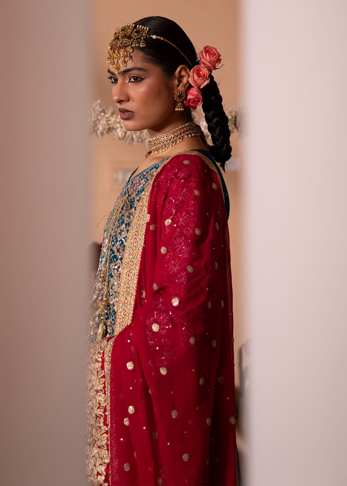 Ladies Teal Chiffon Festive Wear Gharara Online in UK USA Canada