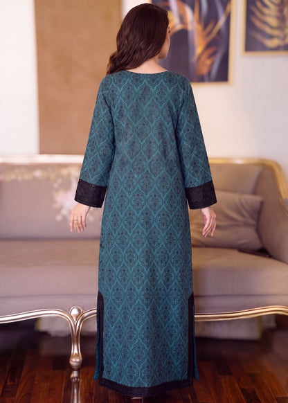 Ladies Teal Cotton Kaftan Online in KSA Riyadh Saudi Arabia Oman Bahrain Qatar
