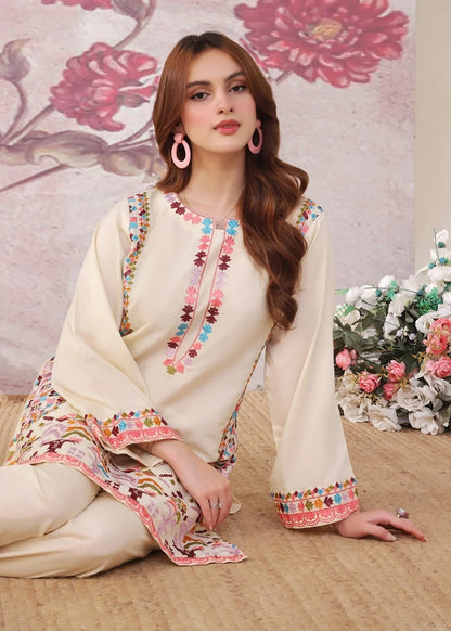 Ladies Vanilla Embroidered Cotton Kurta Suit Online in UK USA Canada