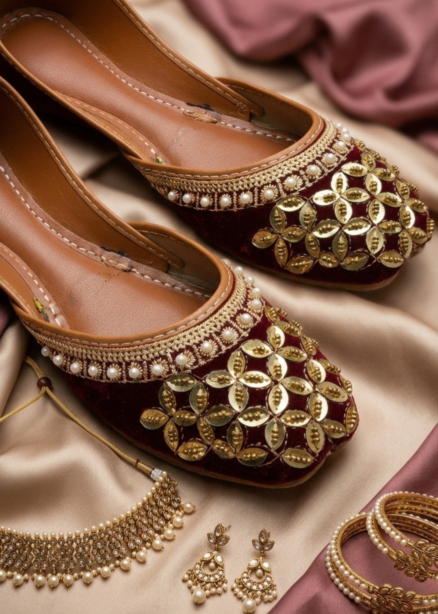 Ladies Velvet Jutti Shoes Online in KSA Riyadh Saudi Arabia Oman Bahrain Qatar