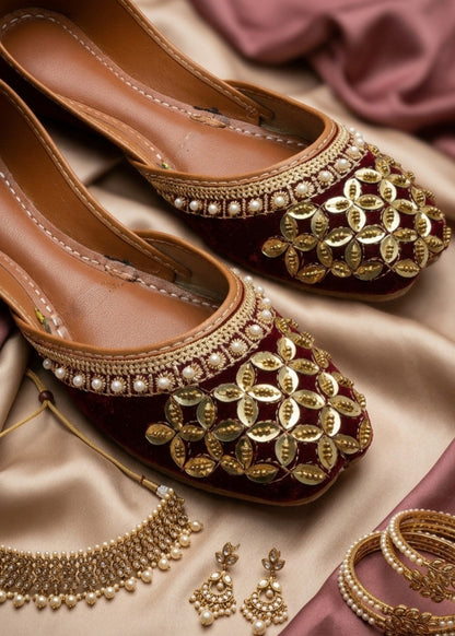 Ladies Velvet Jutti Shoes Online in KSA Riyadh Saudi Arabia Oman Bahrain Qatar