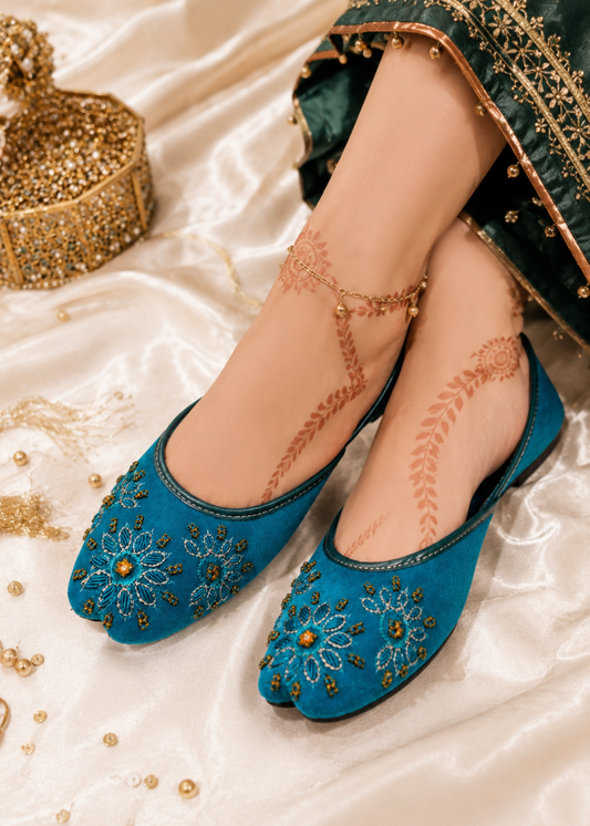 Ladies Velvet Khussa Flats Formal Footwear Online in Sri Lanka India Australia