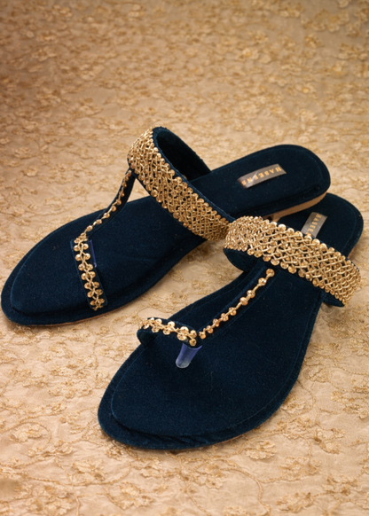 Ladies Velvet Kolhapuri Shoes Online in KSA Riyadh Saudi Arabia Oman Bahrain Qatar