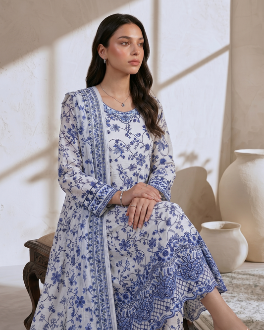 Ladies White Cotton Shalwar Kameez Online in UK USA Canada