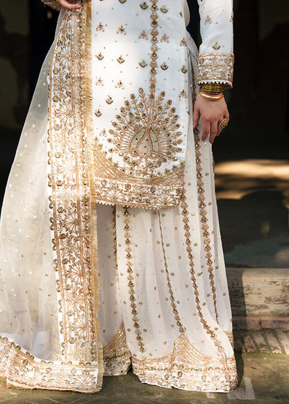 Ladies White Embroidered Chiffon Shalwar Kameez Online in UK USA Canada