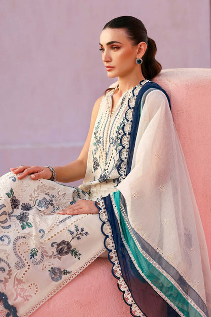 Ladies White Embroidered Lawn Shalwar Kameez Online in UK USA Canada