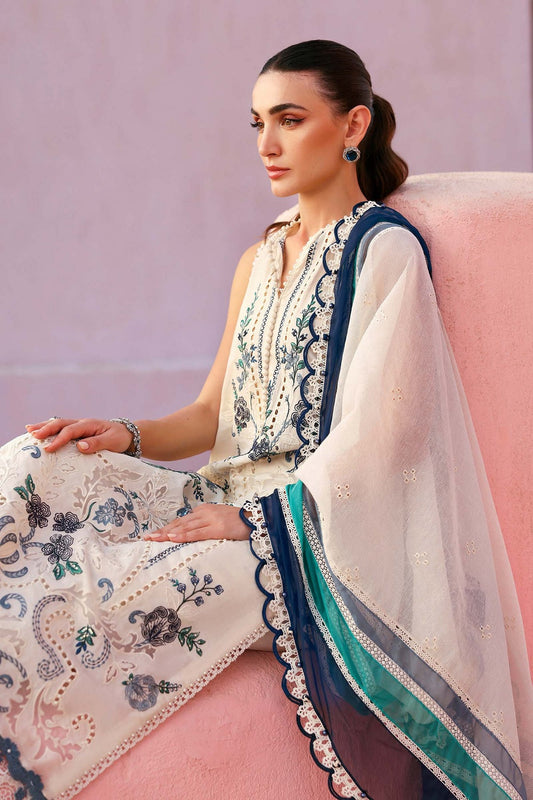 Ladies White Embroidered Lawn Shalwar Kameez Online in UK USA Canada