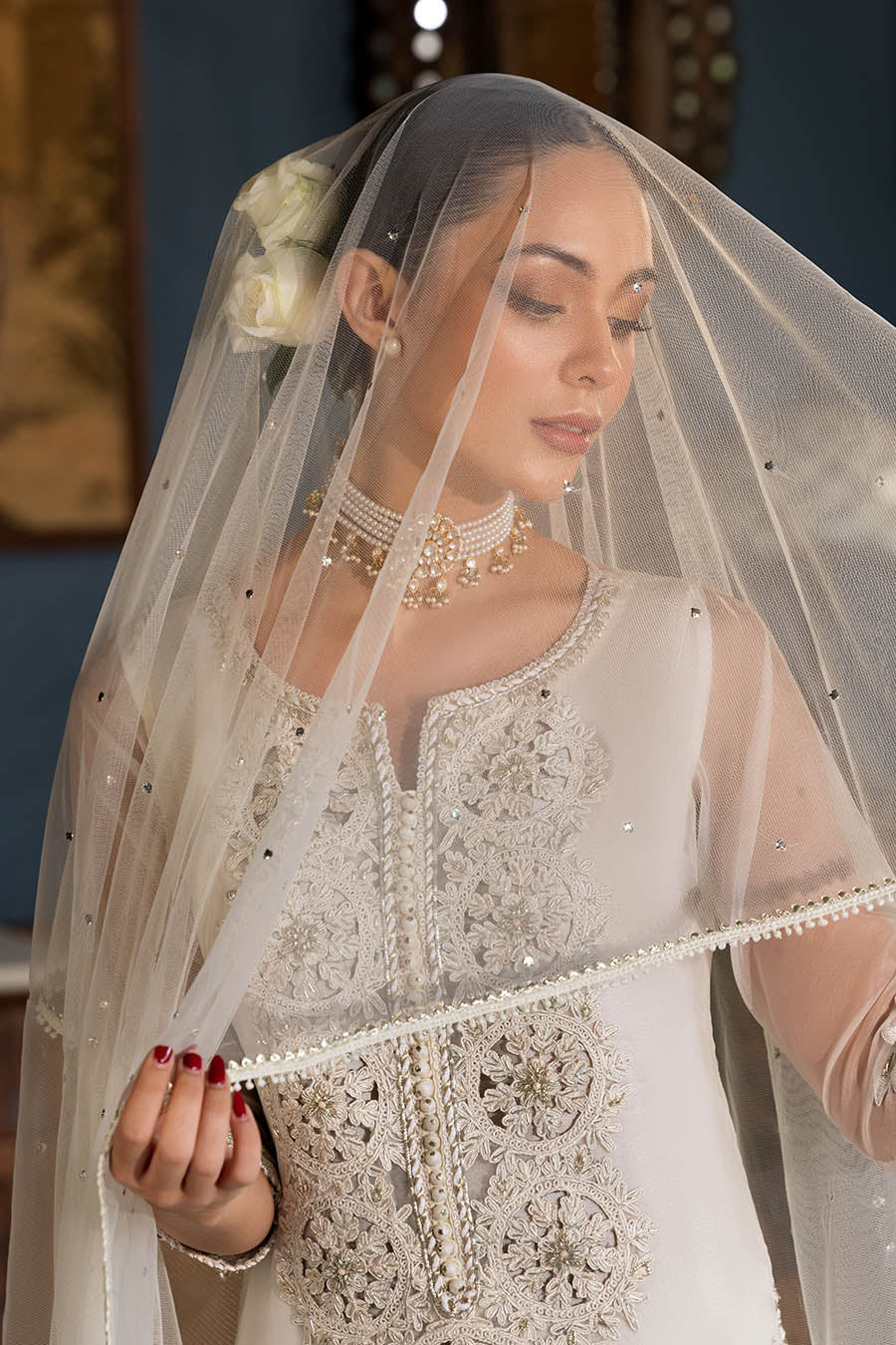 Ladies White Embroidered Organza Sharara Online in UK USA Canada