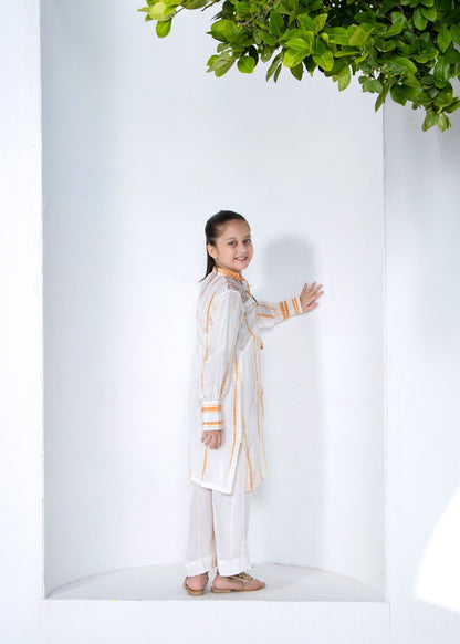 Ladies White Embroidered Raw Silk Shalwar Kameez Online in UK USA Canada