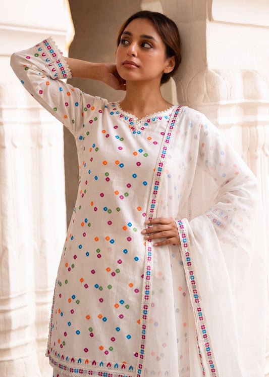 Ladies White Embroidered Salwar Kameez Online in UK USA Canada