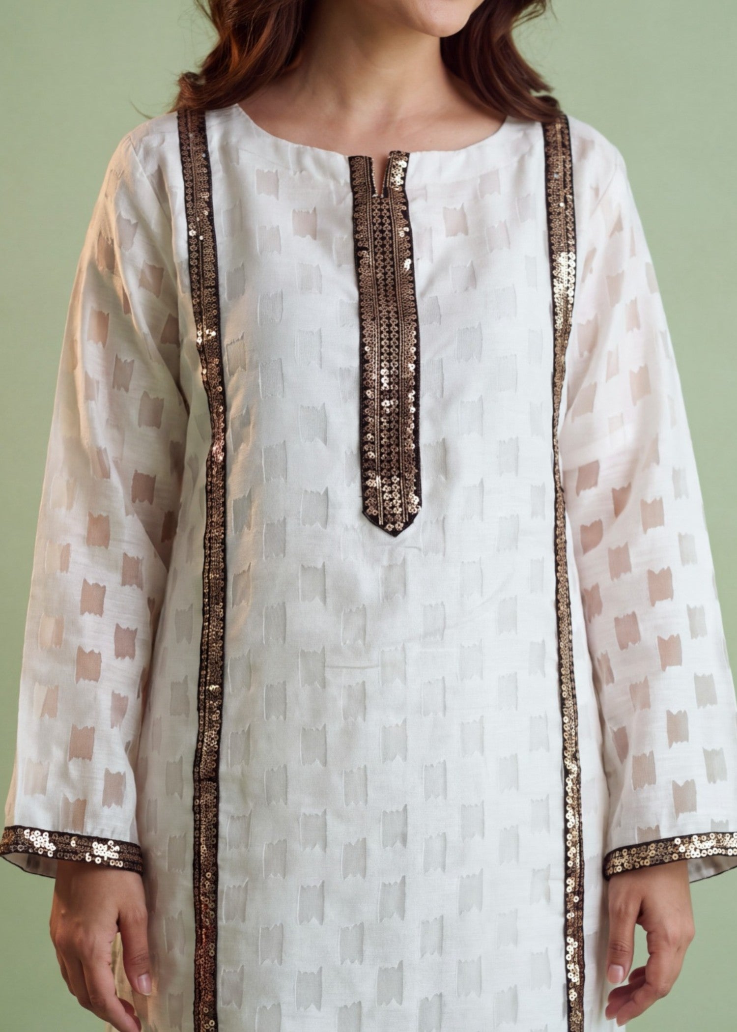 Ladies White Embroidered Silk Kurta Suit Online in UK USA Canada